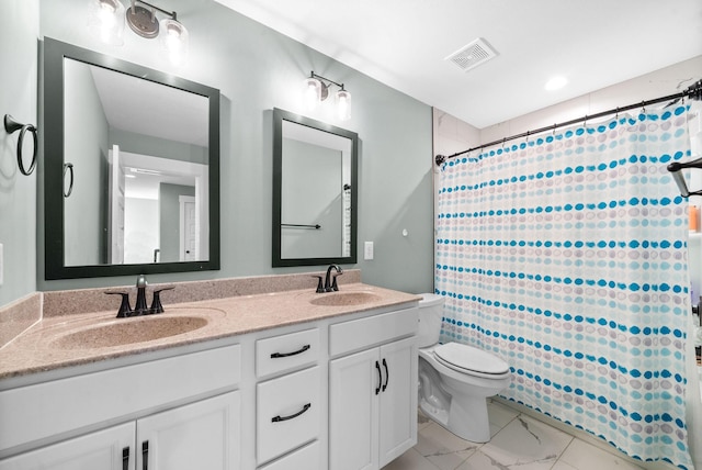 237 Wade Hampton Ln, Clarksville, TN 37040 - bathroom with a sink, toilet, marble finish floor, and visible vents