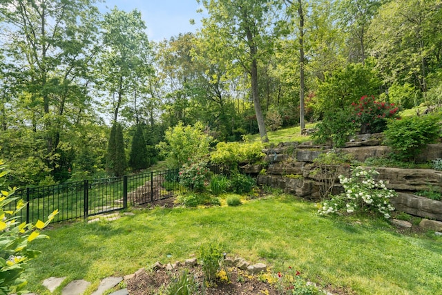 view of yard featuring fence
