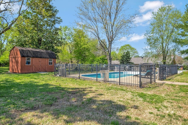 1803 W Lori Lee Dr, Gallatin, TN 37066 - view of pool with a fenced in pool, fence, a storage shed, a yard, and an outbuilding