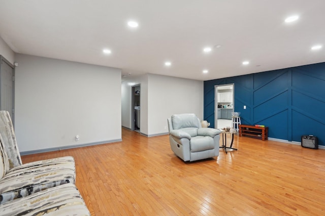4726 Hickory Ln, Murfreesboro, TN 37129 - living area with light wood-style flooring, recessed lighting, a decorative wall, and baseboards