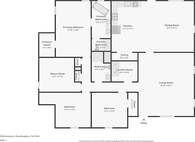 4726 Hickory Ln, Murfreesboro, TN 37129 - home floor plan