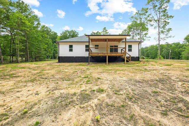 305 Georgee Rd, Jamestown, TN 38556 - back of house featuring a wooden deck and a wooded view