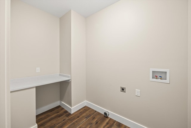305 Georgee Rd, Jamestown, TN 38556 - laundry area featuring hookup for an electric dryer, dark wood-type flooring, baseboards, and washer hookup
