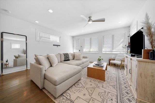 2123A 14th Ave N, Nashville, TN 37208 - living area featuring recessed lighting, light wood-style floors, and ceiling fan