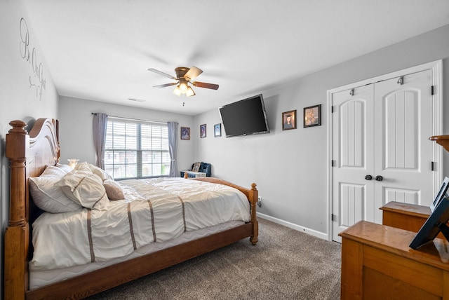 1438 Millet Dr, Clarksville, TN 37040 - carpeted bedroom with baseboards, ceiling fan, and a closet