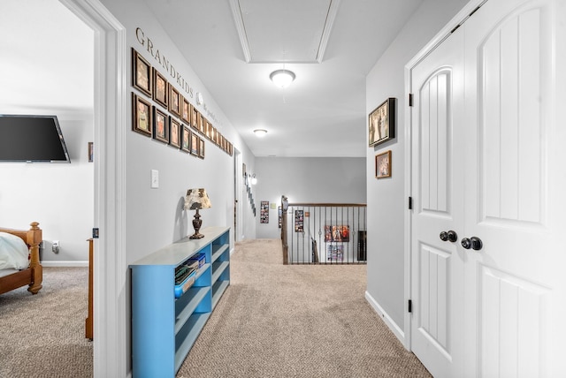 1438 Millet Dr, Clarksville, TN 37040 - corridor featuring carpet floors, attic access, and baseboards