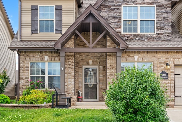 1438 Millet Dr, Clarksville, TN 37040 - entrance to property with roof with shingles and brick siding