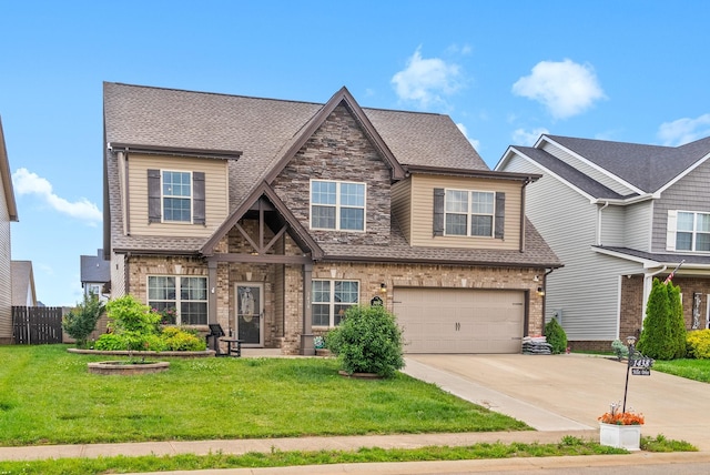 1438 Millet Dr, Clarksville, TN 37040 - craftsman-style home with driveway, an attached garage, roof with shingles, and brick siding