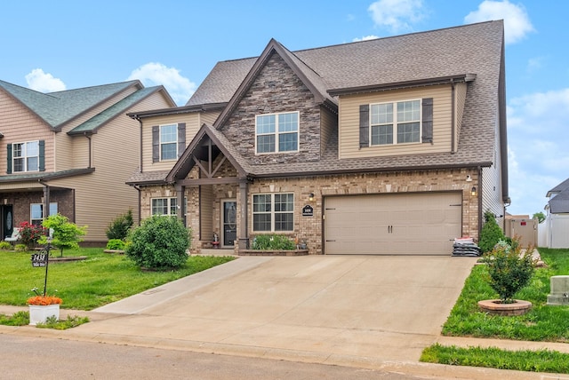 1438 Millet Dr, Clarksville, TN 37040 - craftsman-style house featuring concrete driveway, a garage, brick siding, and a front yard