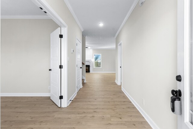 998 Alton Dr, Clarksville, TN 37043 - hall with baseboards, crown molding, and light wood finished floors