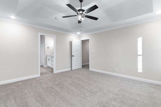 998 Alton Dr, Clarksville, TN 37043 - unfurnished bedroom featuring connected bathroom, light carpet, baseboards, ornamental molding, and recessed lighting