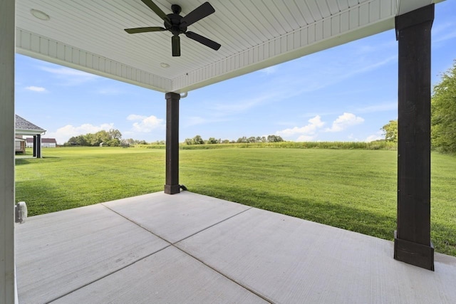 view of patio / terrace with a ceiling fan