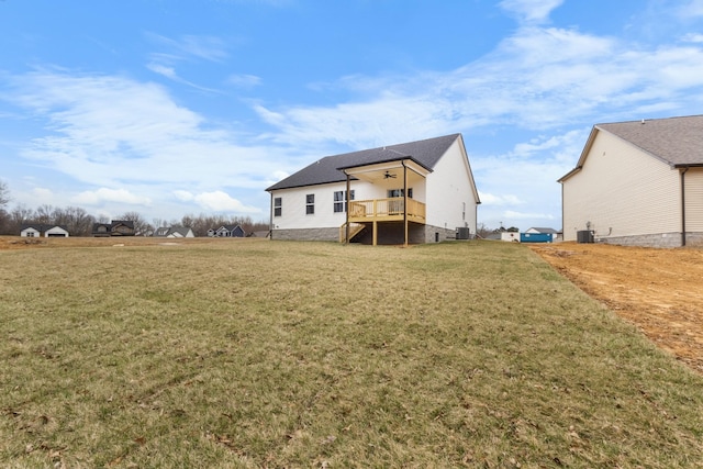 484 Herman Dr, Clarksville, TN 37042 - back of house with stairs, a ceiling fan, a yard, and cooling unit
