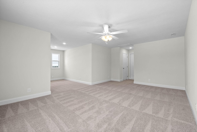 484 Herman Dr, Clarksville, TN 37042 - empty room with ceiling fan, light colored carpet, baseboards, visible vents, and recessed lighting