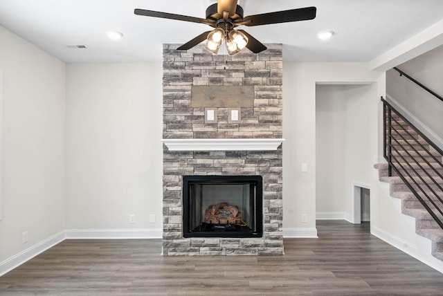 484 Herman Dr, Clarksville, TN 37042 - unfurnished living room featuring stairway, a ceiling fan, and wood finished floors