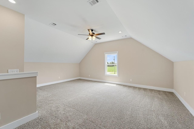 bonus room with visible vents, carpet flooring, and baseboards