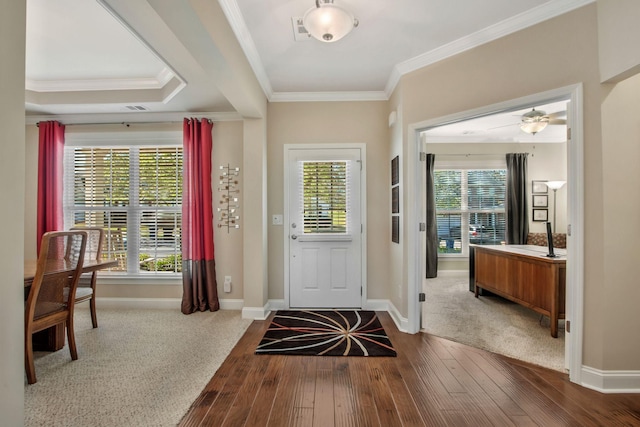 411 Valleyview Dr, Franklin, TN 37064 - entryway with baseboards, ornamental molding, and hardwood / wood-style floors