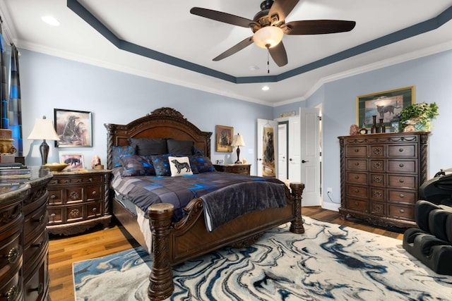 5000 Moretto Ct, Spring Hill, TN 37174 - bedroom with recessed lighting, crown molding, wood finished floors, and a tray ceiling