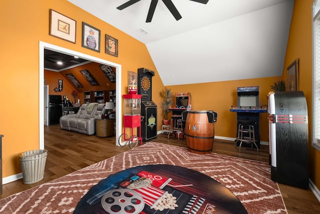 5000 Moretto Ct, Spring Hill, TN 37174 - bonus room featuring baseboards, a ceiling fan, lofted ceiling, and wood finished floors