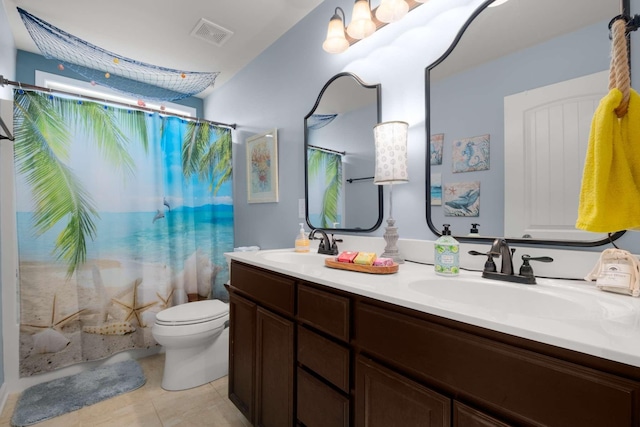 5000 Moretto Ct, Spring Hill, TN 37174 - bathroom featuring a sink, double vanity, toilet, tile patterned floors, and visible vents