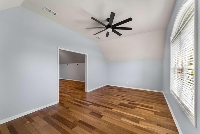 5000 Moretto Ct, Spring Hill, TN 37174 - bonus room with vaulted ceiling, a ceiling fan, and wood finished floors
