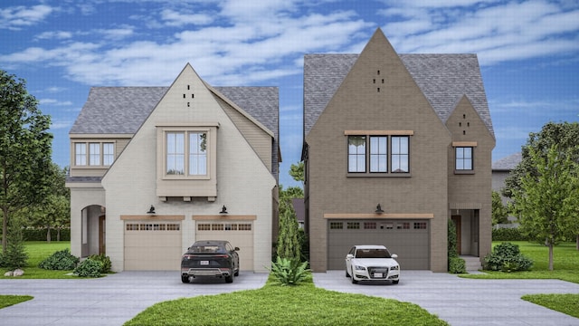 534 Achievement Dr, Nashville, TN 37209 - view of front facade with an attached garage, a front lawn, brick siding, and concrete driveway