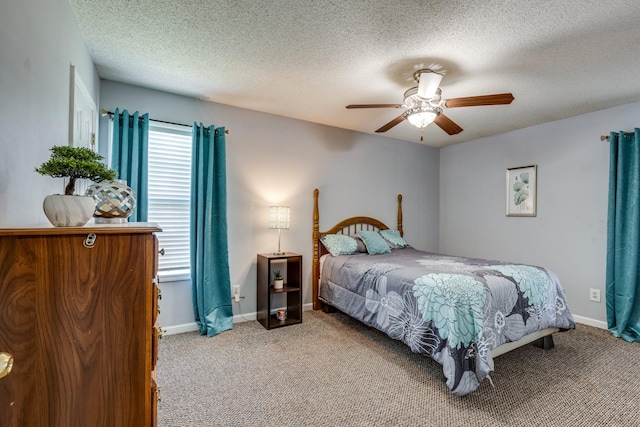 1496 Wade Brown Rd, Lewisburg, TN 37091 - bedroom with baseboards, carpet, a ceiling fan, and a textured ceiling