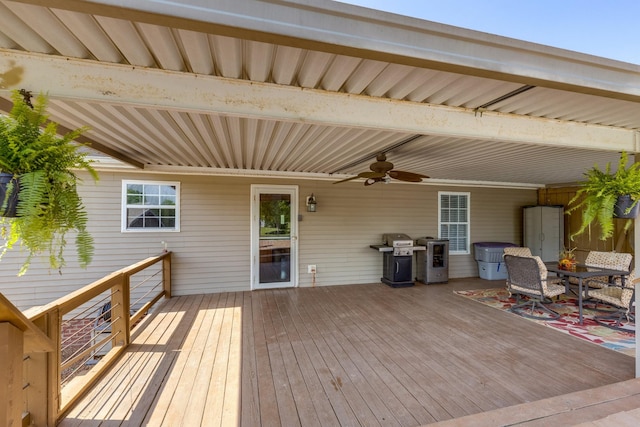1496 Wade Brown Rd, Lewisburg, TN 37091 - deck with area for grilling and ceiling fan