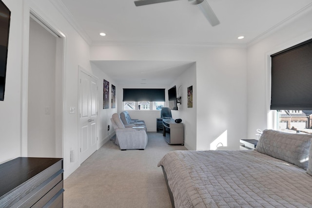 1024 Club View Dr Unit A101, Gallatin, TN 37066 - carpeted bedroom with a ceiling fan, crown molding, and recessed lighting
