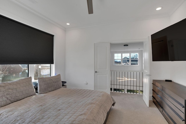 1024 Club View Dr Unit A101, Gallatin, TN 37066 - bedroom featuring a ceiling fan, recessed lighting, crown molding, and carpet