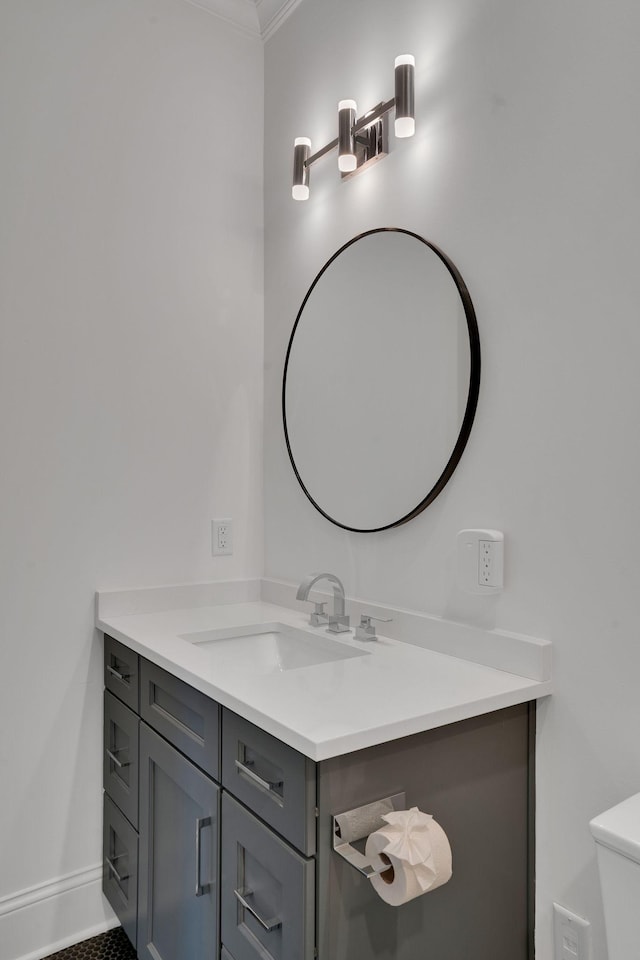 1024 Club View Dr Unit A101, Gallatin, TN 37066 - bathroom with baseboards, crown molding, vanity, and toilet