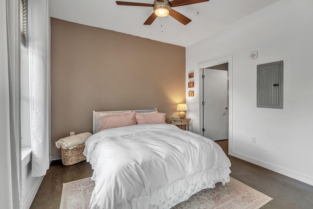 1900 12th Ave S Unit 219, Nashville, TN 37203 - bedroom featuring electric panel, a ceiling fan, and baseboards