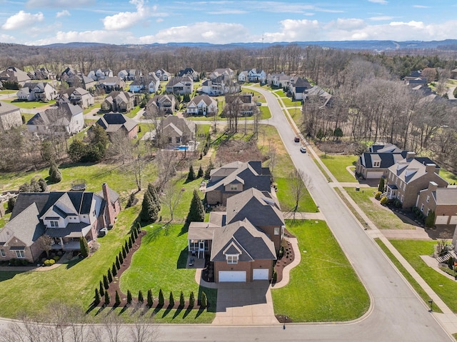 birds eye view of property with a residential view