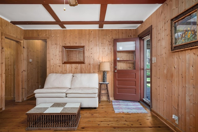 237 Cooper Ln, Smithville, TN 37166 - living area featuring hardwood / wood-style floors and wood walls