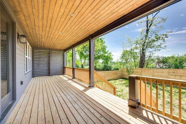 deck featuring a fenced backyard