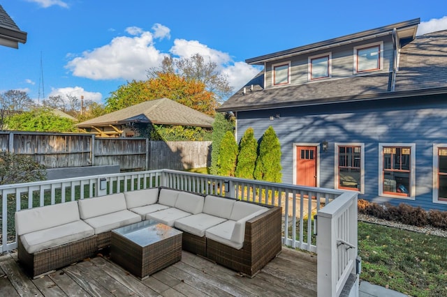 2510 Belmont Blvd, Nashville, TN 37212 - wooden terrace featuring outdoor lounge area and a fenced backyard