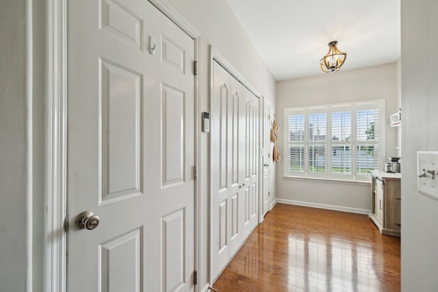 2142 Gold Valley Dr, Murfreesboro, TN 37130 - doorway to outside with baseboards and wood finished floors
