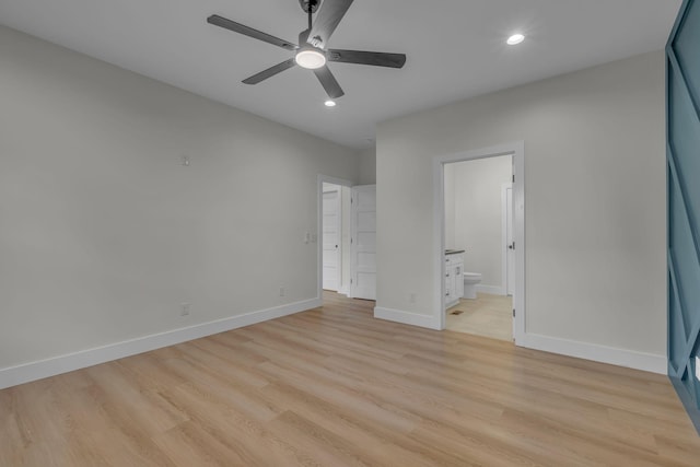 327 Turkey Creek Highway, Carthage, TN 37030 - unfurnished bedroom with baseboards, light wood-type flooring, ensuite bath, and recessed lighting