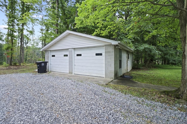 view of detached garage