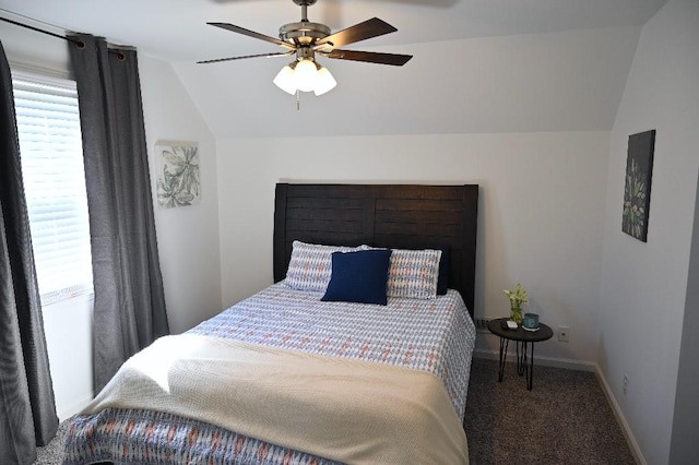 4310 Memory Ln, Adams, TN 37010 - bedroom featuring lofted ceiling, carpet flooring, baseboards, and ceiling fan