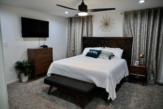 4310 Memory Ln, Adams, TN 37010 - bedroom with carpet, recessed lighting, a ceiling fan, and baseboards