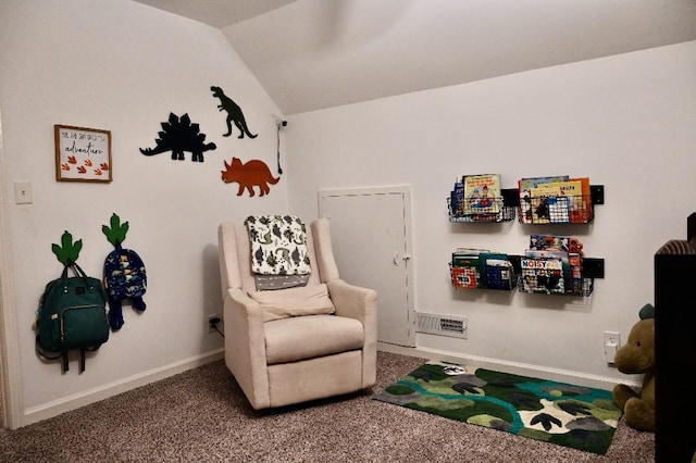 4310 Memory Ln, Adams, TN 37010 - sitting room with carpet flooring, baseboards, and vaulted ceiling