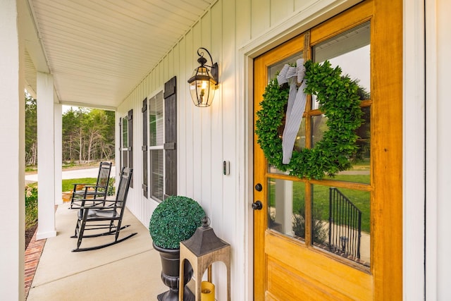 view of patio featuring a porch