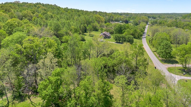 aerial view featuring a forest view