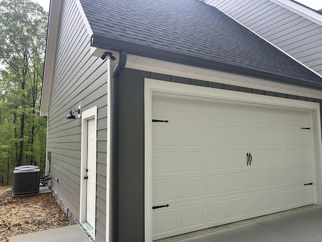 garage featuring central AC unit