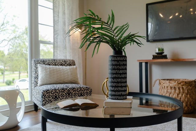 living area featuring wood finished floors
