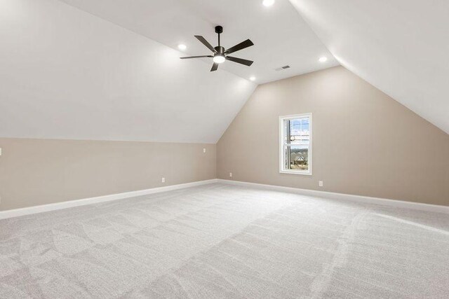 1111 Joe Martin Ln, Lebanon, TN 37087 - bonus room featuring ceiling fan, vaulted ceiling, recessed lighting, and light colored carpet