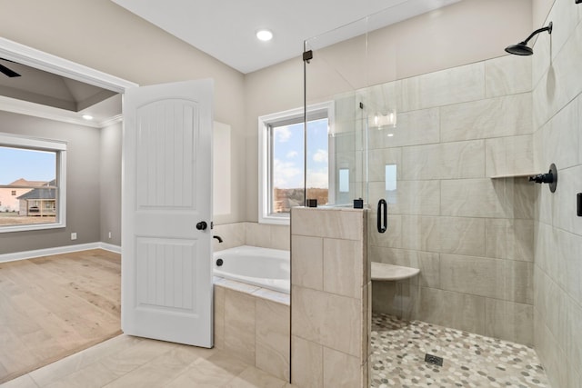 1111 Joe Martin Ln, Lebanon, TN 37087 - full bath with plenty of natural light, a garden tub, crown molding, and a stall shower
