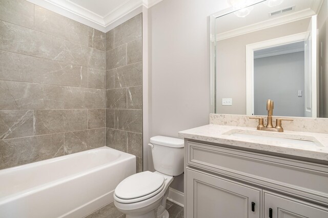 1117 Joe Martin Ln, Lebanon, TN 37087 - bathroom featuring visible vents, crown molding, vanity, and toilet