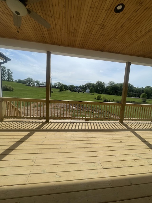 1167 Rock Church Rd, Dickson, TN 37055 - wooden deck with a lawn and ceiling fan